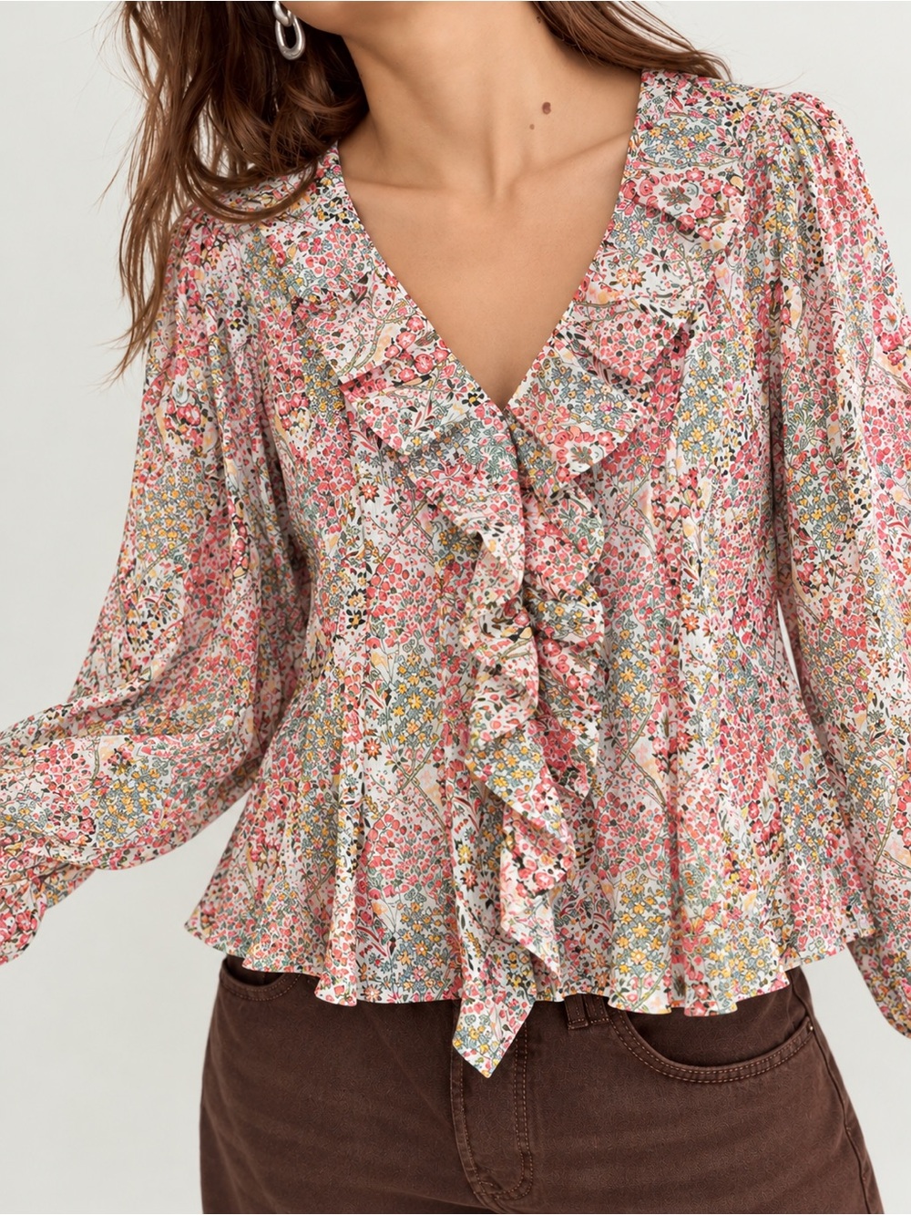 407. Talbots Floral Cotton Blouse Size Medium Like New